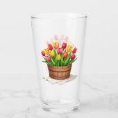 Verre Wooden Basket Filled With Tulips (Dos)