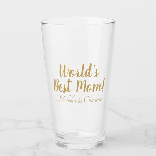 Verre World’s Best Mom gold custom script mignon (Devant)