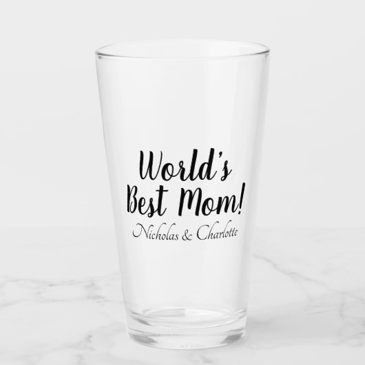 Verre World’s Best Mom noir script personnalisé élégant  (Devant)