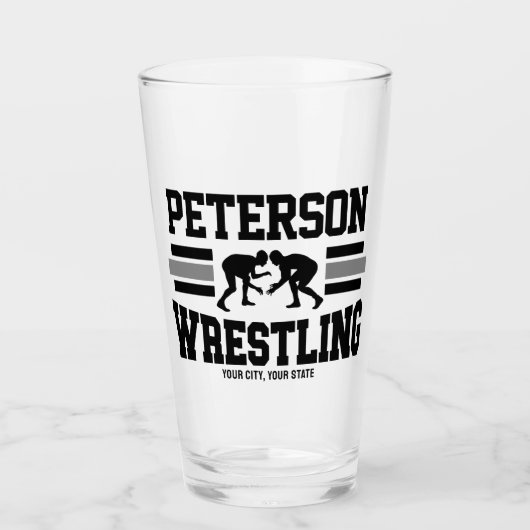 Verre Wrestler AJOUTER LE NOM École Athlète Lutte (Devant)