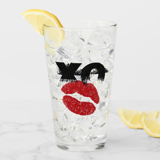 Verre XO XO m'embrasser rétro Glass / Fun Party Boissons (Devant glace)