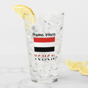 Verre Yémen Drapeau Yéménite Noir Personnalisation 
