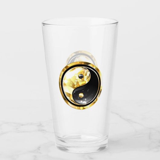 Verre Yin Yang or sur noir (Devant)