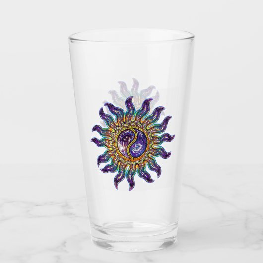 Verre Yin Yang Purple Mosaic Sun (Devant)