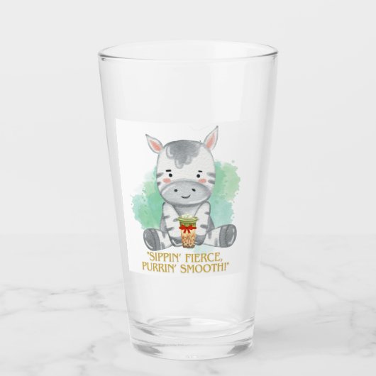 Verre zebra citation dessin boire du bobba tea (Devant)