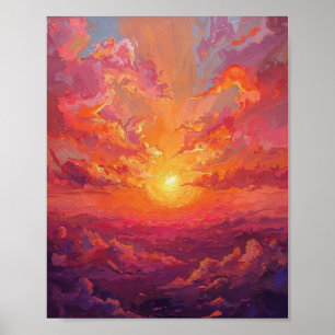 Verre zon met wervelende wolken poster