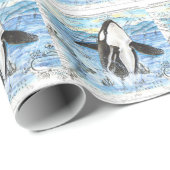 Verreikende orca Ancient Map Cadeaupapier (Rol Hoek)