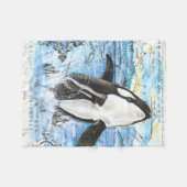 Verreikende orca Ancient Map Fleece Deken (Voorkant (Horizontaal))