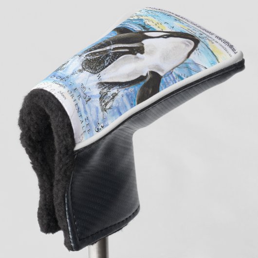 Verreikende orca Ancient Map Golfheadcover (3/4 voorkant)