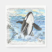 Verreikende orca Ancient Map Servetten (Voorkant)