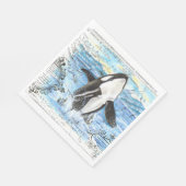 Verreikende orca Ancient Map Servetten (Hoek)