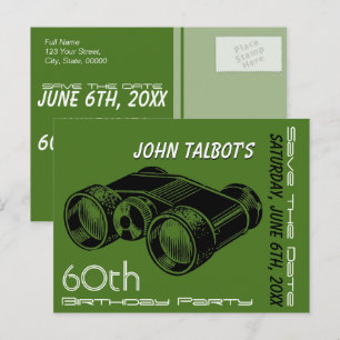 Verrekijker 60e Verjaardag Save the Date Aankondigingskaart