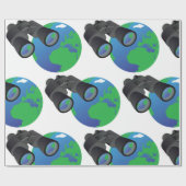 Verrekijker en aarde cadeaupapier (Vlak)