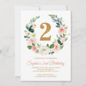 Verrerie florale rose pâle 2e Invitation anniversa (Devant)