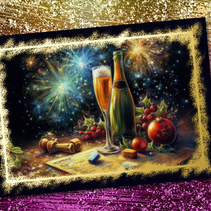 Verres à champagne et seau Fête de vacances