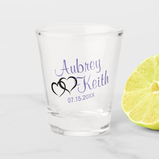 Verres à shot de mariage avec nom de la mariée et  (Devant)