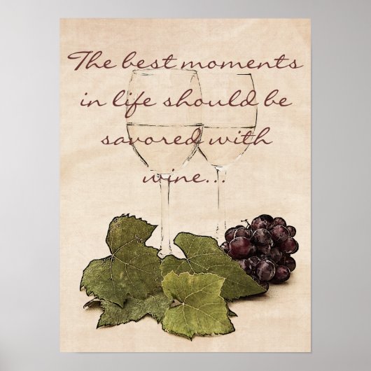 verres à vin avec affiche de raisin (Devant)