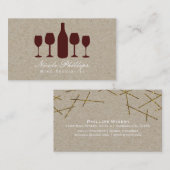 Verres à vin & Carte de visite de vignoble en bout (Devant / Derrière)