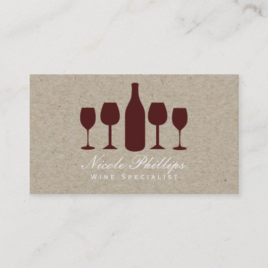 Verres à vin & Carte de visite de vignoble en bout (Devant)
