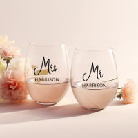 Verres à vin personnalisés Mr & Mrs