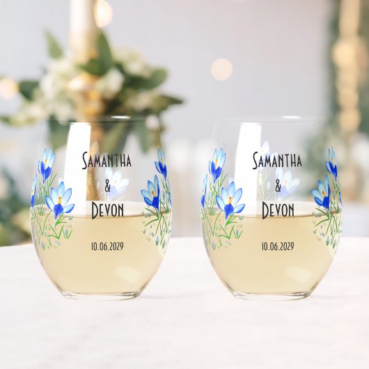 Verres à vin sans pied Crocus Bleus (Insitu (Mariage))