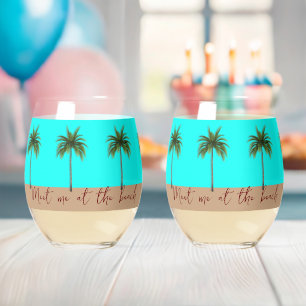 Verres à vin sans pied La vie de la plage aux palm