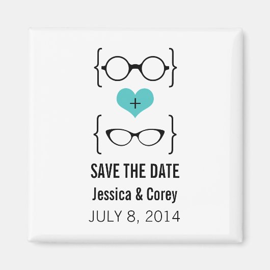 Verres Aqua Geeky Save the Date Magnet (Devant)
