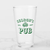Verres de bière verte Votre Pub Année Établie (Devant)