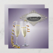 Verres de champagne Faire-part de mariage violet (Devant / Derrière)