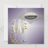 Verres de champagne Faire-part de mariage violet (Devant)