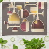 Verres de serviette de cuisine de vin rouge et (Plié)