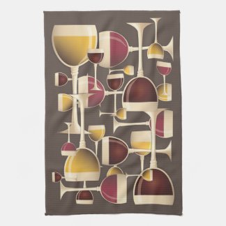 Verres de serviette de cuisine de vin rouge et