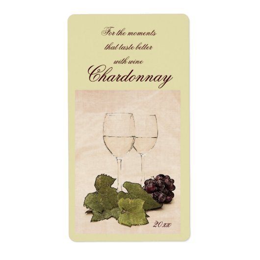 verres de vin blanc avec étiquette de vin de raisi (Devant)