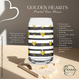 Verres en boîte imprimés "Gold Hearts Valentine's