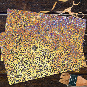 Verroest geweven geometrisch damast bloemmotief tissuepapier