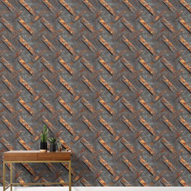 verroest grijs metaal behang (Hal)