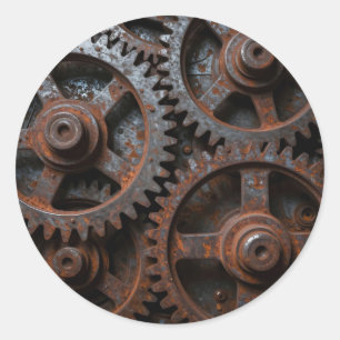Verroest Industrieel Mechanisme Ronde Sticker
