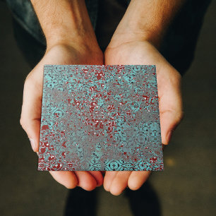 Verroeste Koperen Patina Cement Textuur Damast Tegeltje