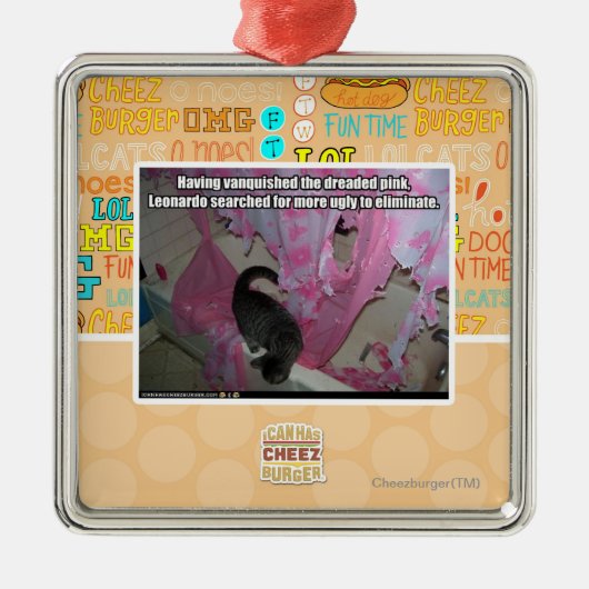 Verroofd roze metalen ornament (Voorkant)