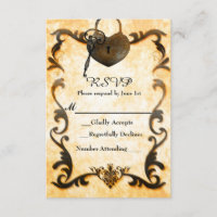 Verrouillage du coeur et clé Vintage carte RSVP