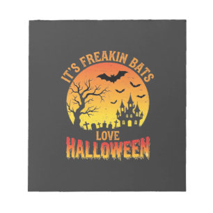 Verrückte vleermuizen houden van Halloween spookka Notitieblok