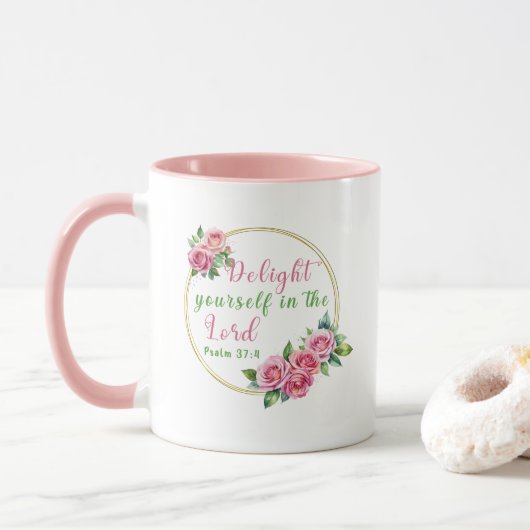 Verruk jezelf in de Heere - Psalm 37:4 Mok (Met donut)