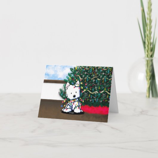 Verrukt Westie Gevouwen Kerstmis Kaart (Voorkant)