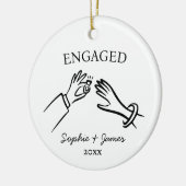 Verrukt Whimsical Hand Getekende Verloving Kerstmi Keramisch Ornament (Links)