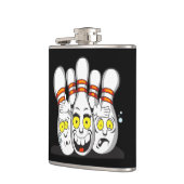 Verrukte bowlingspelden, zwart heupfles (Links)