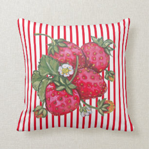 Vers aardbei Red White Stripe Summer Decre Kussen