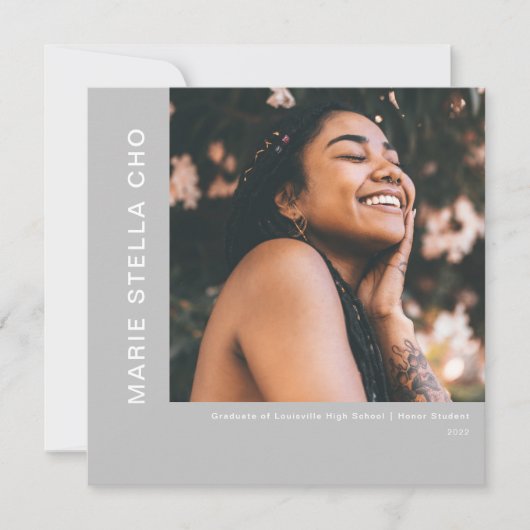 Vers begin grijs minimaal foto-afstuderen kaart (Voorkant)