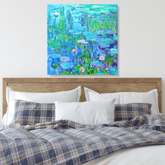 Vers blauw water Lily Pond Monet Fine Art Canvas Afdruk (Insitu (Slaapkamer))
