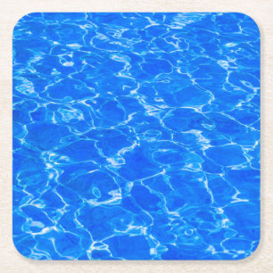 Vers blauw water vierkante kartonnen onderzetter