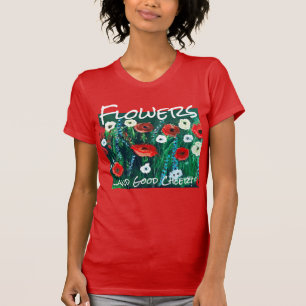 Vers bloemveldacryl voor haar. Papierveld T-shirt